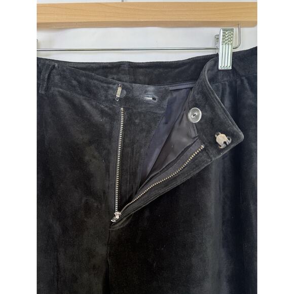 Nine West 100% Suede Leather Pants Size 10 Vintage Black High Waist Straight - Picture 3 of 9